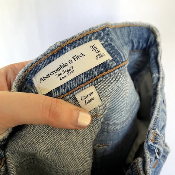 Abercrombie & Fitch medium wash the baggy low rise women's size 25 curve love - Picture 8 of 9